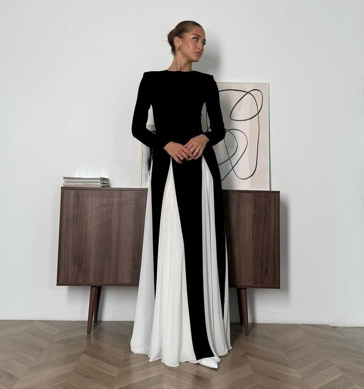 Elegancka Sukienka z Długim Rękawem O Dopasowanym Kroju