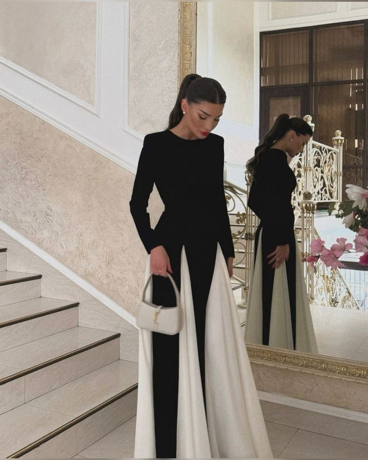 Elegancka Sukienka z Długim Rękawem O Dopasowanym Kroju