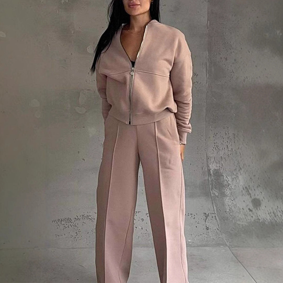 Luksusowy Dwuczęściowy Zestaw z Zamkiem W Nowoczesnej Elegancji