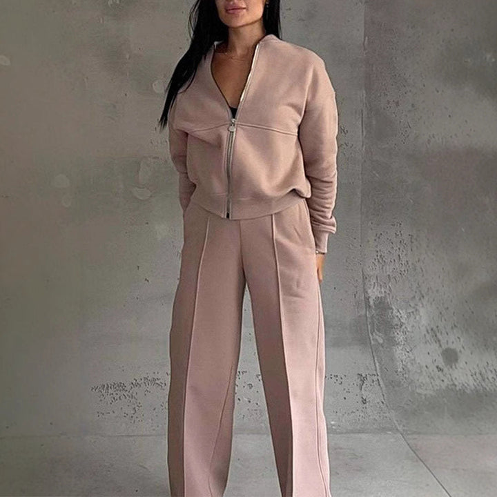 Luksusowy Dwuczęściowy Zestaw z Zamkiem W Nowoczesnej Elegancji