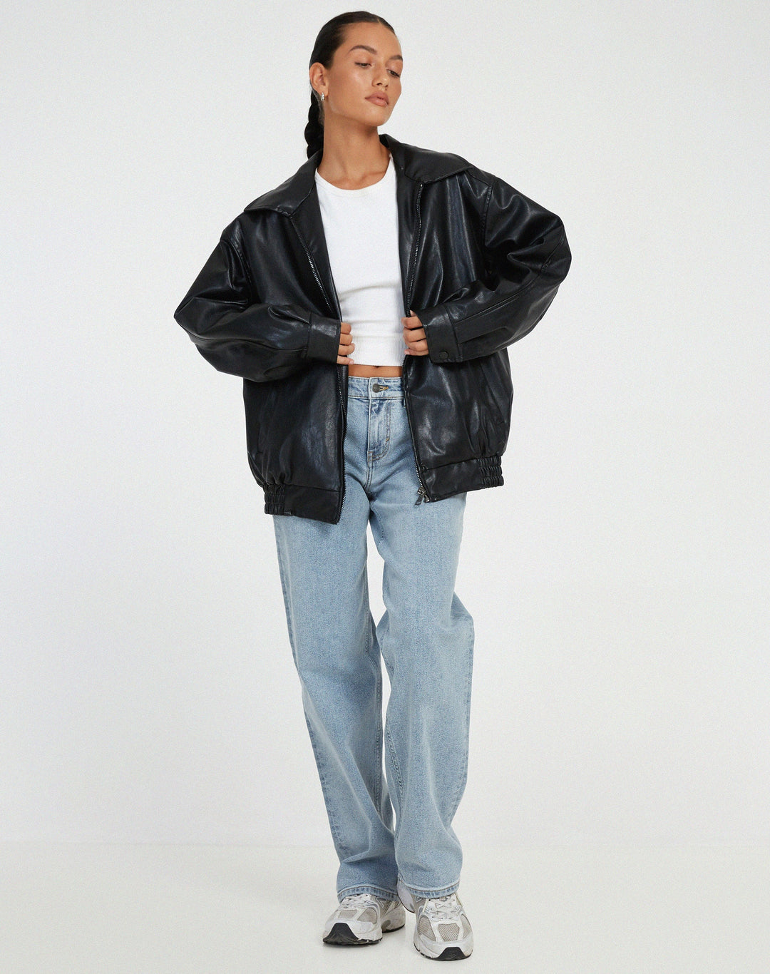 Oversize Skórzana Kurtka Bomber Damska
