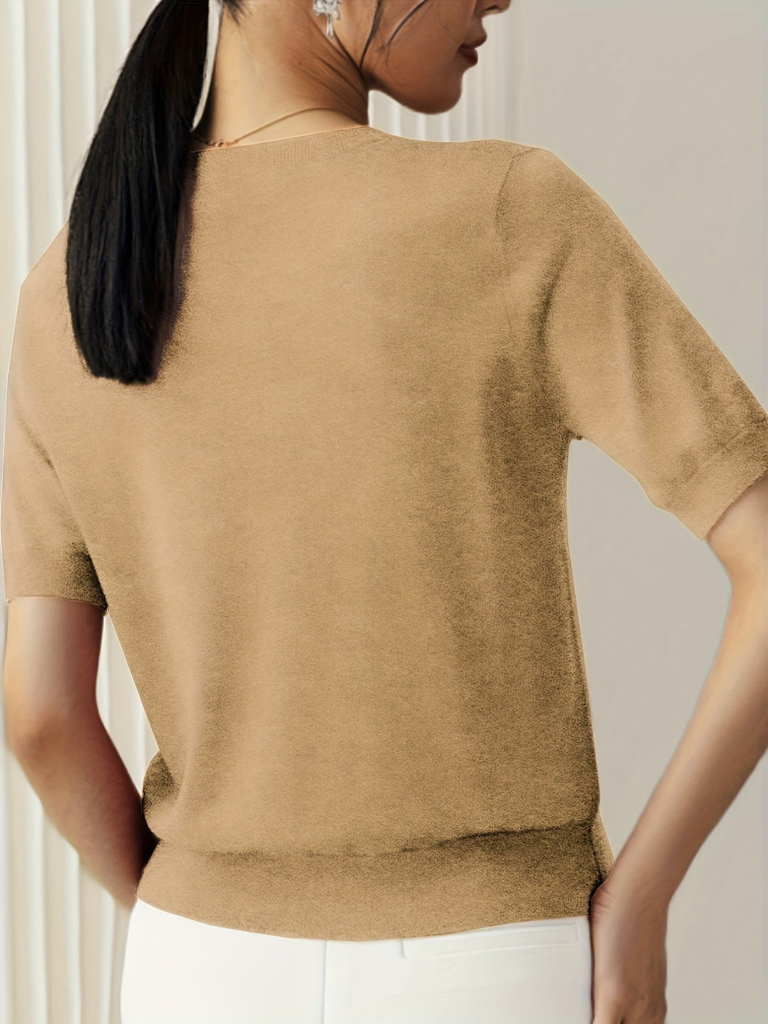 Sweter Damski Stylowy z Krótkimi Rękawami