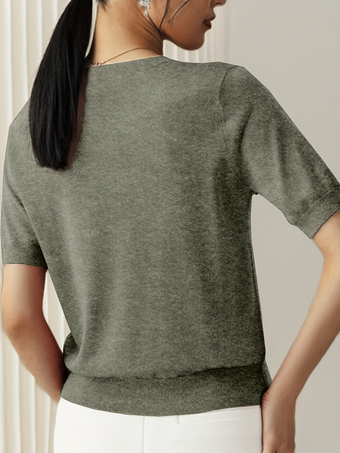 Sweter Damski Stylowy z Krótkimi Rękawami