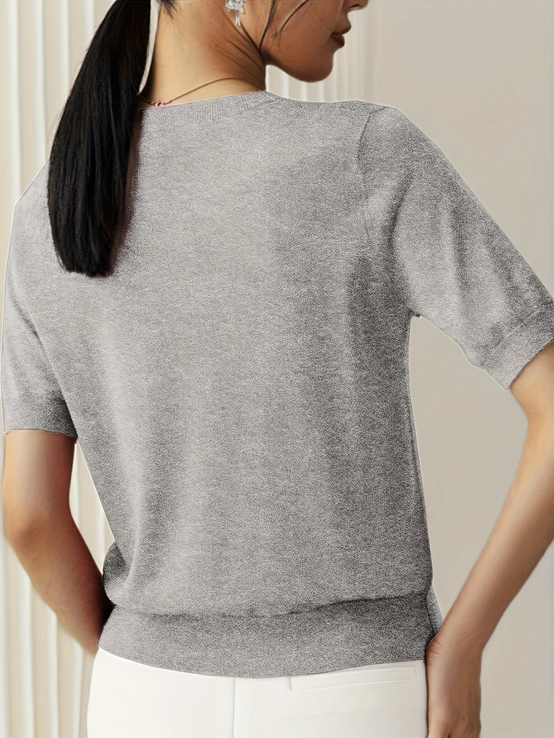 Sweter Damski Stylowy z Krótkimi Rękawami