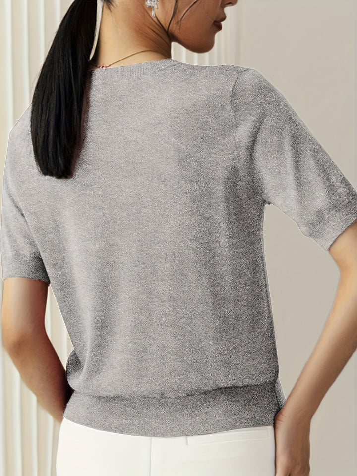 Sweter Damski Stylowy z Krótkimi Rękawami