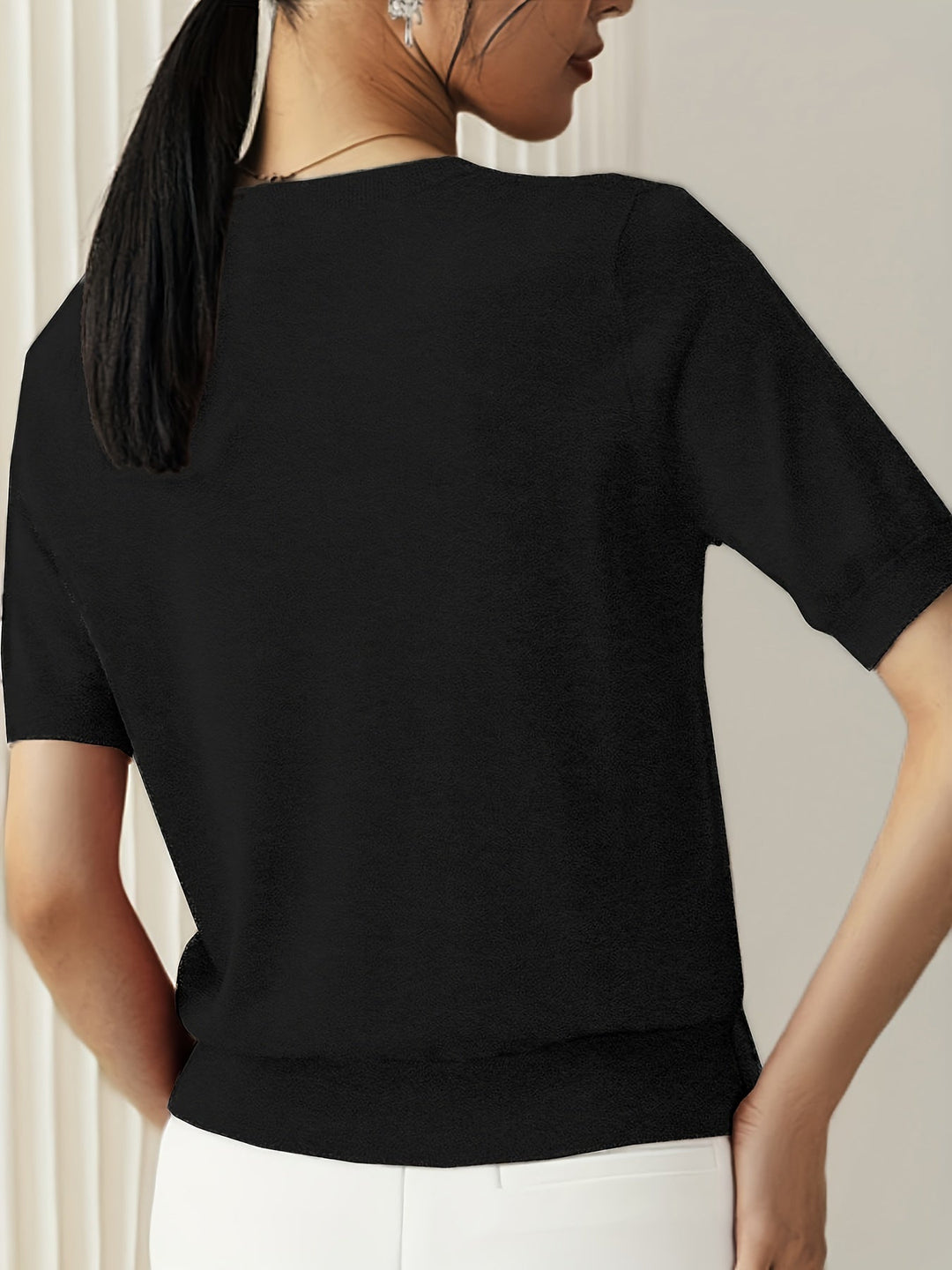 Sweter Damski Stylowy z Krótkimi Rękawami