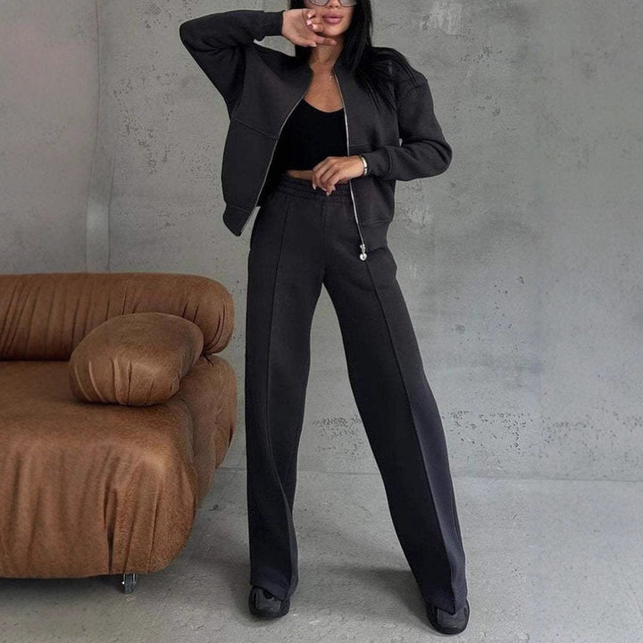 Luksusowy Dwuczęściowy Zestaw z Zamkiem W Nowoczesnej Elegancji
