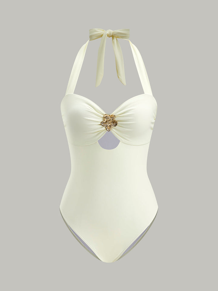 Elegancki Kostium Kąpielowy Halter z Kokardą – Jednoczęściowy