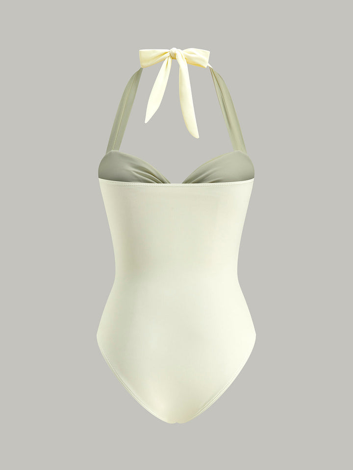 Elegancki Kostium Kąpielowy Halter z Kokardą – Jednoczęściowy