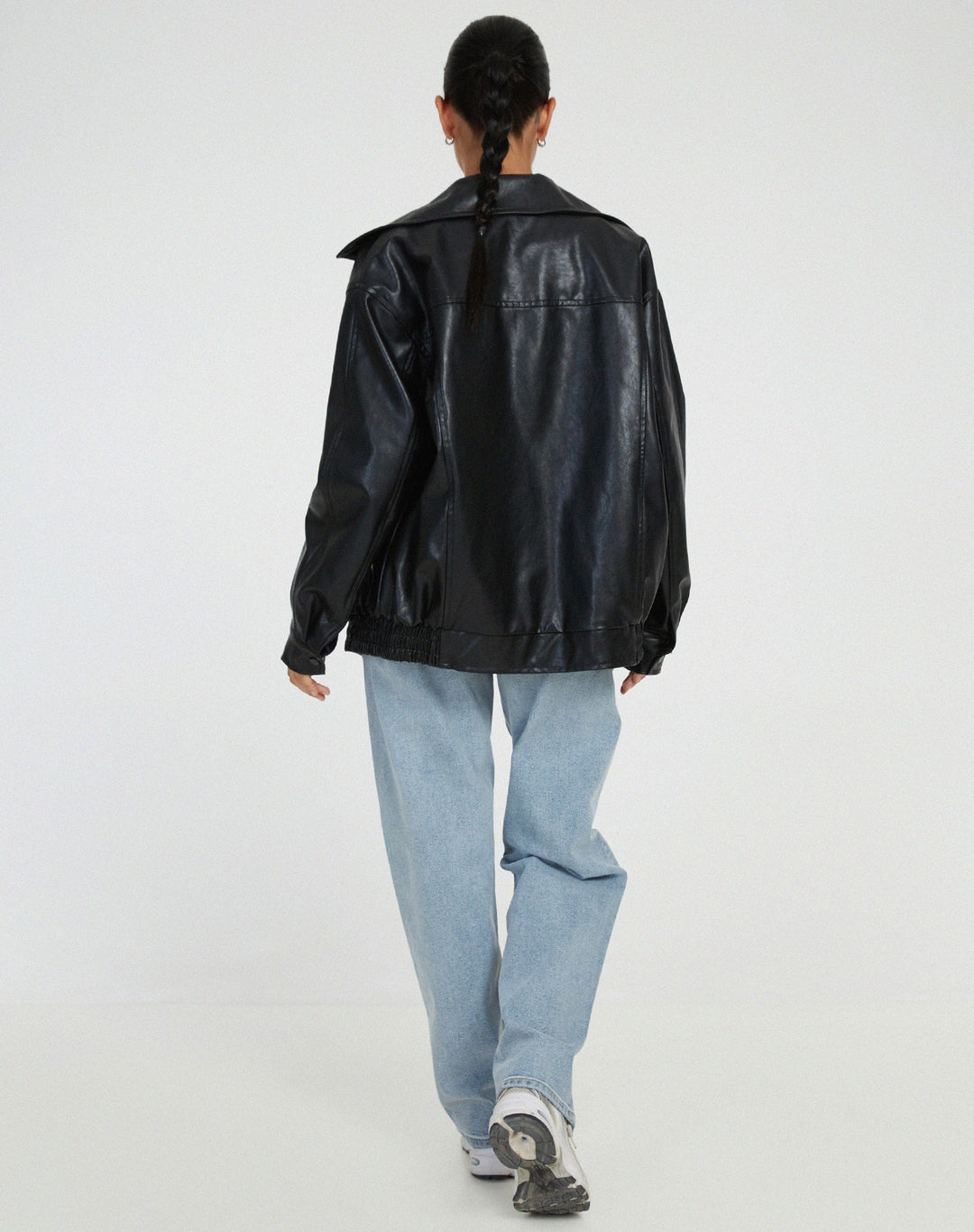 Oversize Skórzana Kurtka Bomber Damska