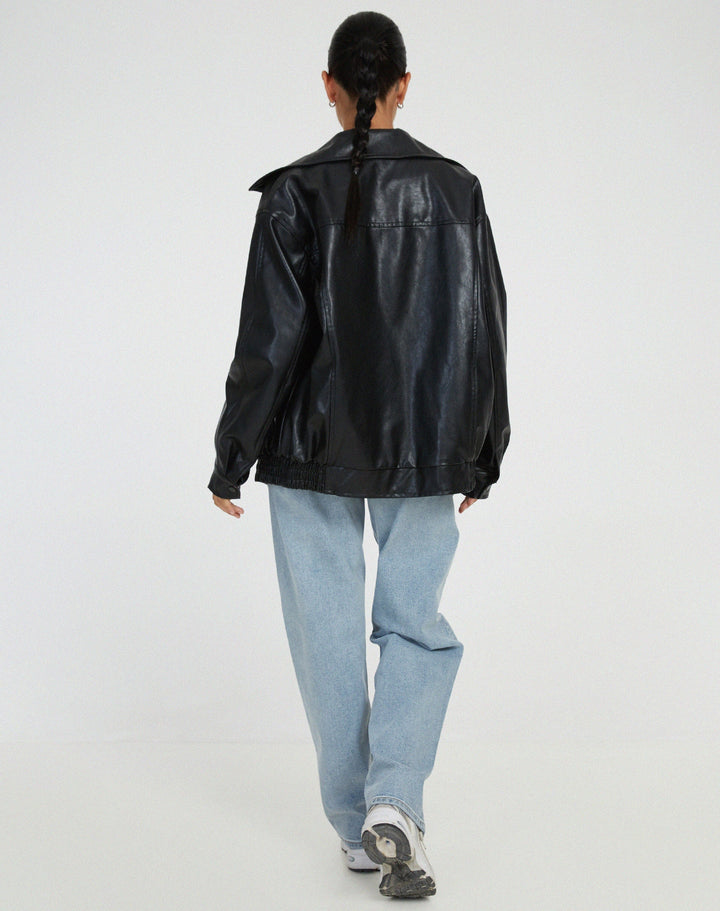 Oversize Skórzana Kurtka Bomber Damska