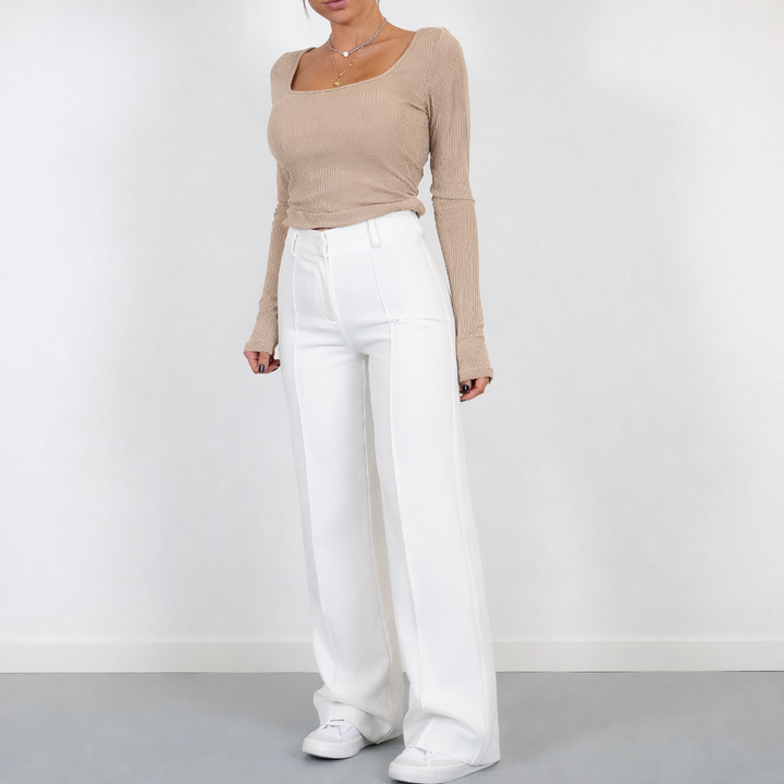 Spodnie z Wysokim Stanem i Prostymi Nogawkami dla Kobiet