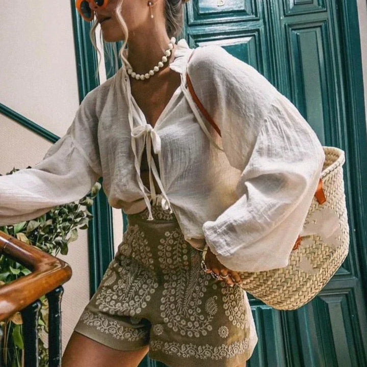 Wygodne Lniane Szorty Damskie w Stylu Boho