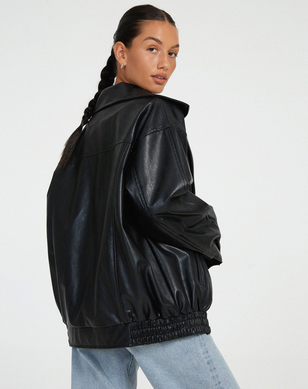 Oversize Skórzana Kurtka Bomber Damska