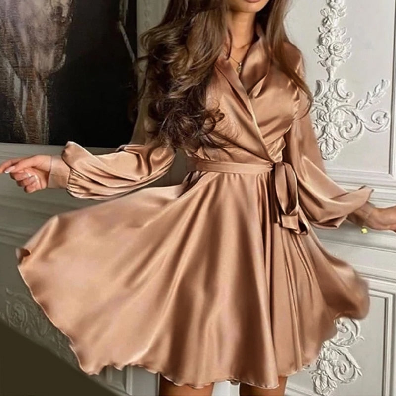 Satynowa Sukienka Damska Na Eleganckie Okazje