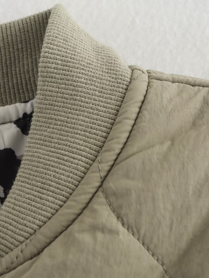 Kurtka z Przeszyciami we Wzór Lamparta dla Kobiet