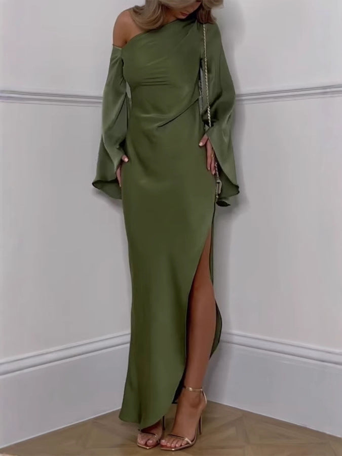 Maxi Sukienka Na Jedno Ramię W Eleganckim Stylu