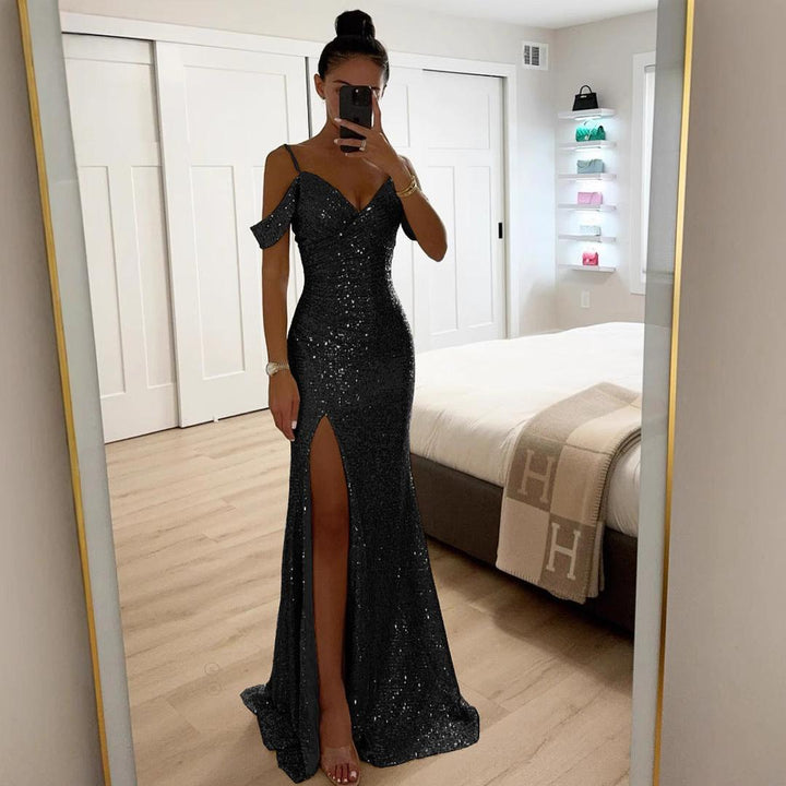 Błyszcząca Sukienka Wieczorowa Maxi W Eleganckim Stylu
