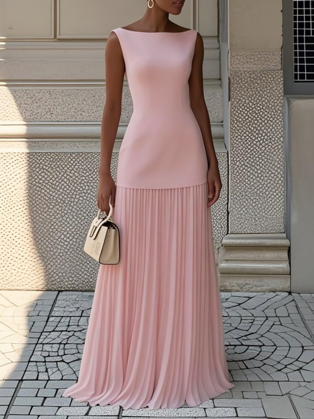 Plisowana Sukienka Maxi W Eleganckim Stylu