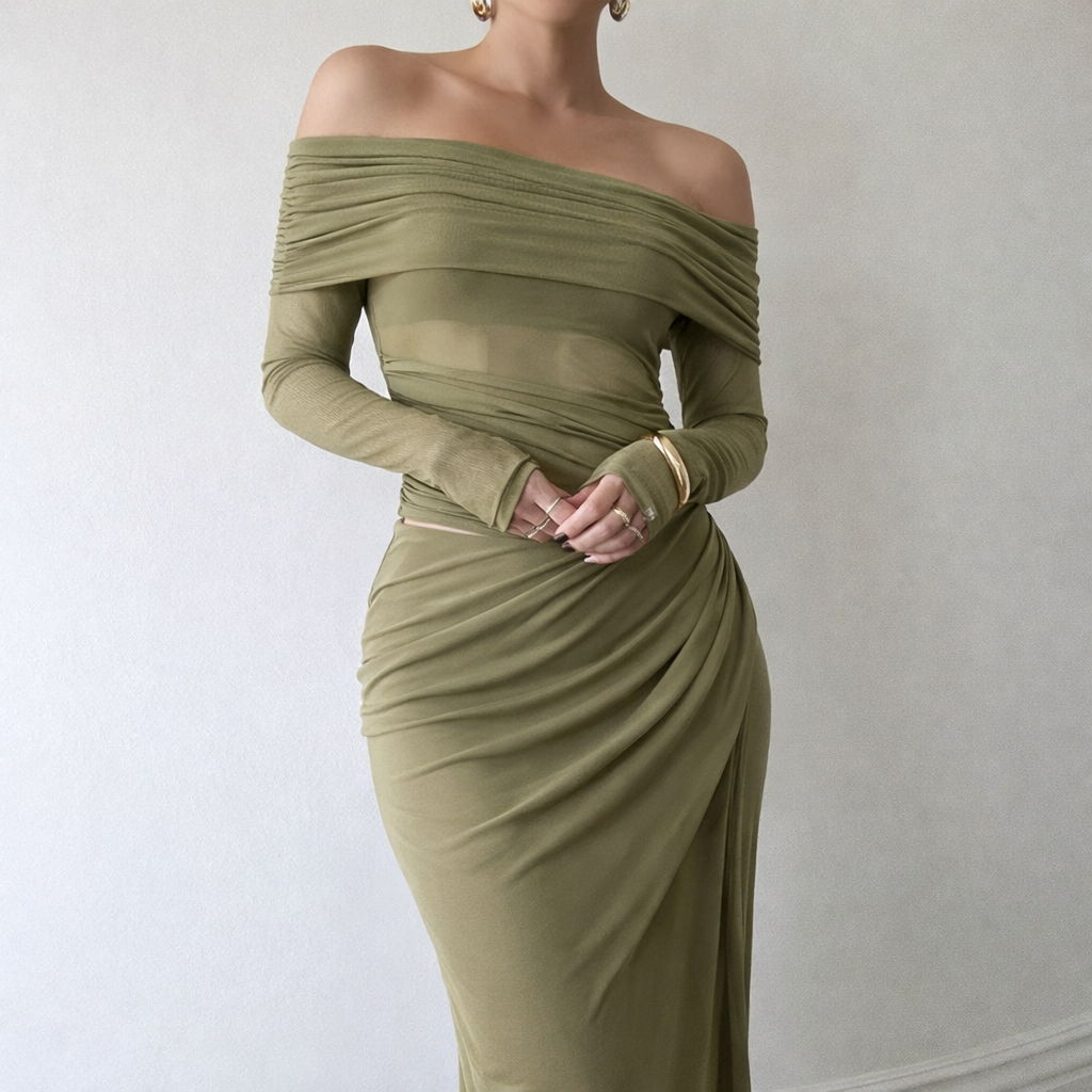 Elegancka Sukienka Maxi z Luksusowej Mieszanki Tkanin – Unikalna i Wygodna