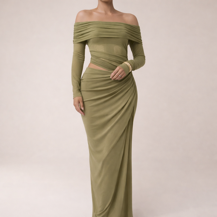 Elegancka Sukienka Maxi z Luksusowej Mieszanki Tkanin – Unikalna i Wygodna