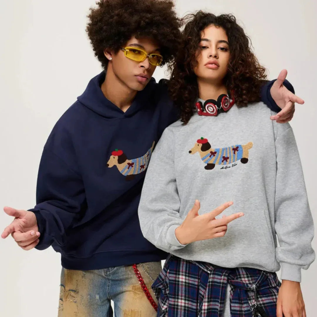 Oversize Bluza Damska z Haftem i Kieszenią W Casualowym Stylu