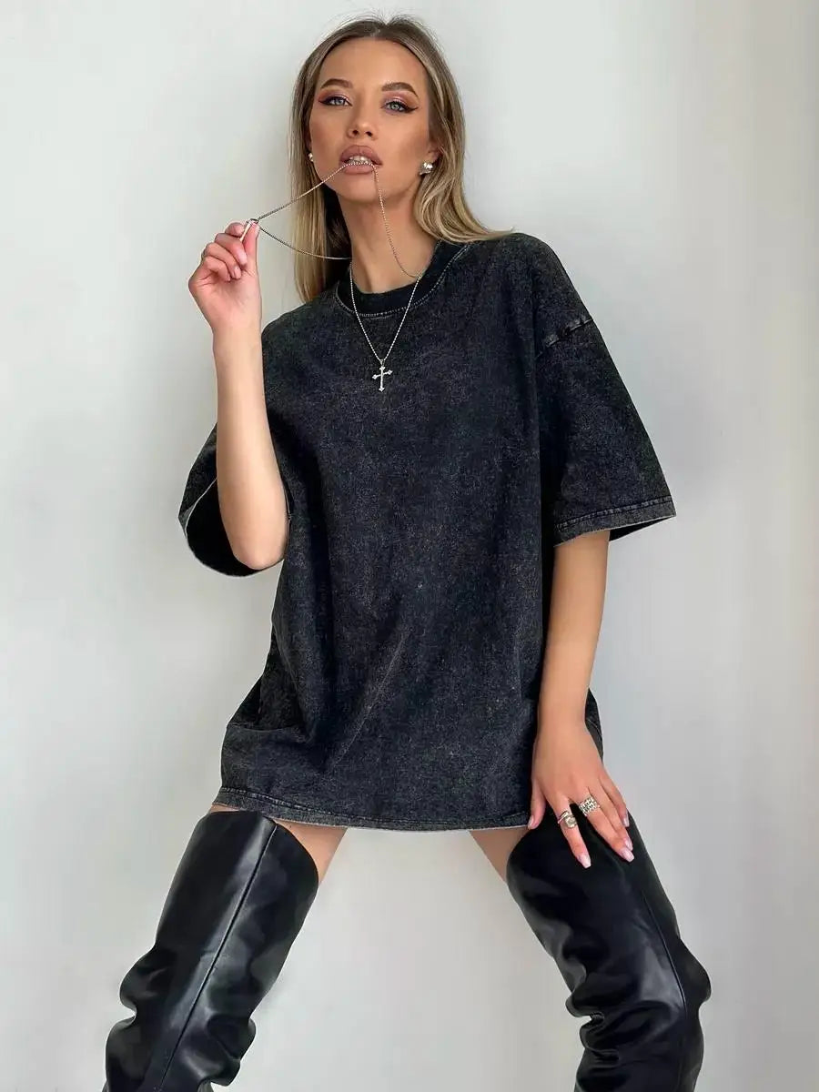 Koszulka Oversized Crewneck w Stylu Vintage