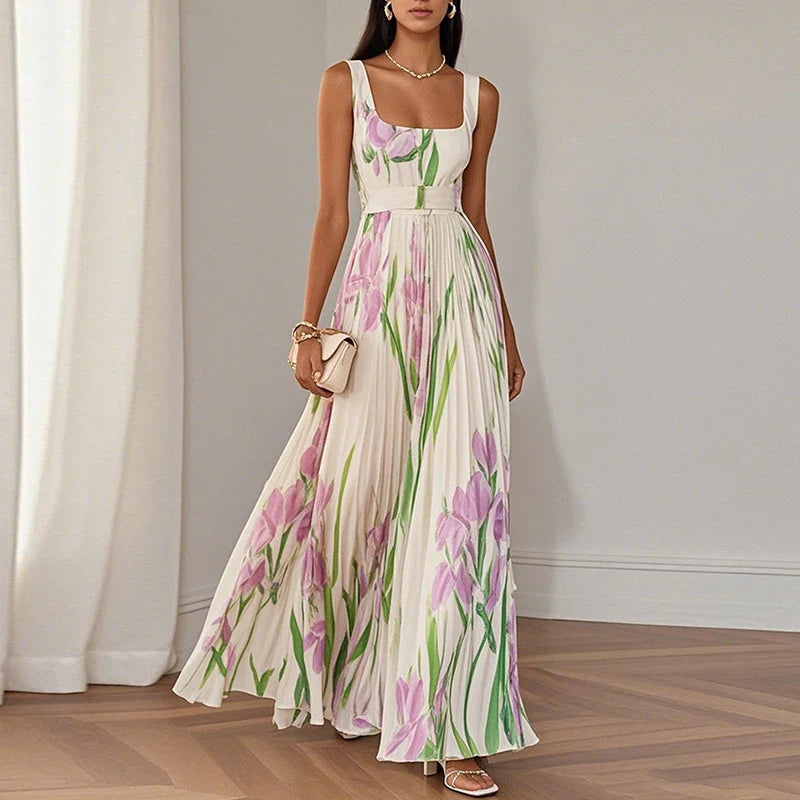 Elegancka Kwiatowa Sukienka Maxi
