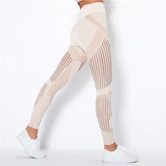 Legginsy Treningowe z Wysokim Stanem z Kompresją i Oddychającą Siateczką