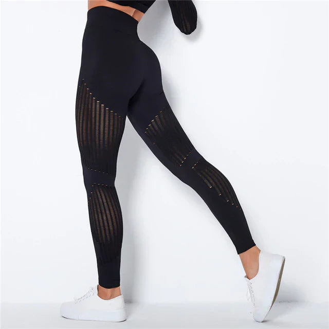 Legginsy Treningowe z Wysokim Stanem z Kompresją i Oddychającą Siateczką