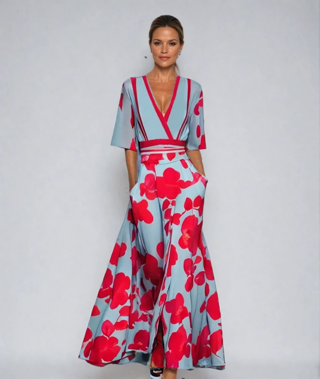 Elegancka Sukienka W Kwiaty Dla Kobiet