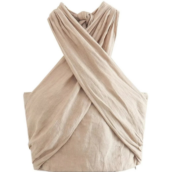 Top na Halter dla Kobiet - Krzyżowy Design