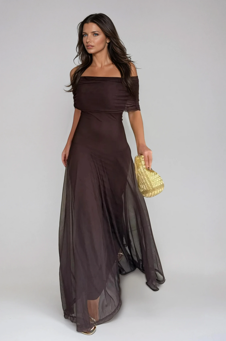 Sukienka Maxi Elegancka Dla Kobiet Na Wesele z Modnym Wykończeniem