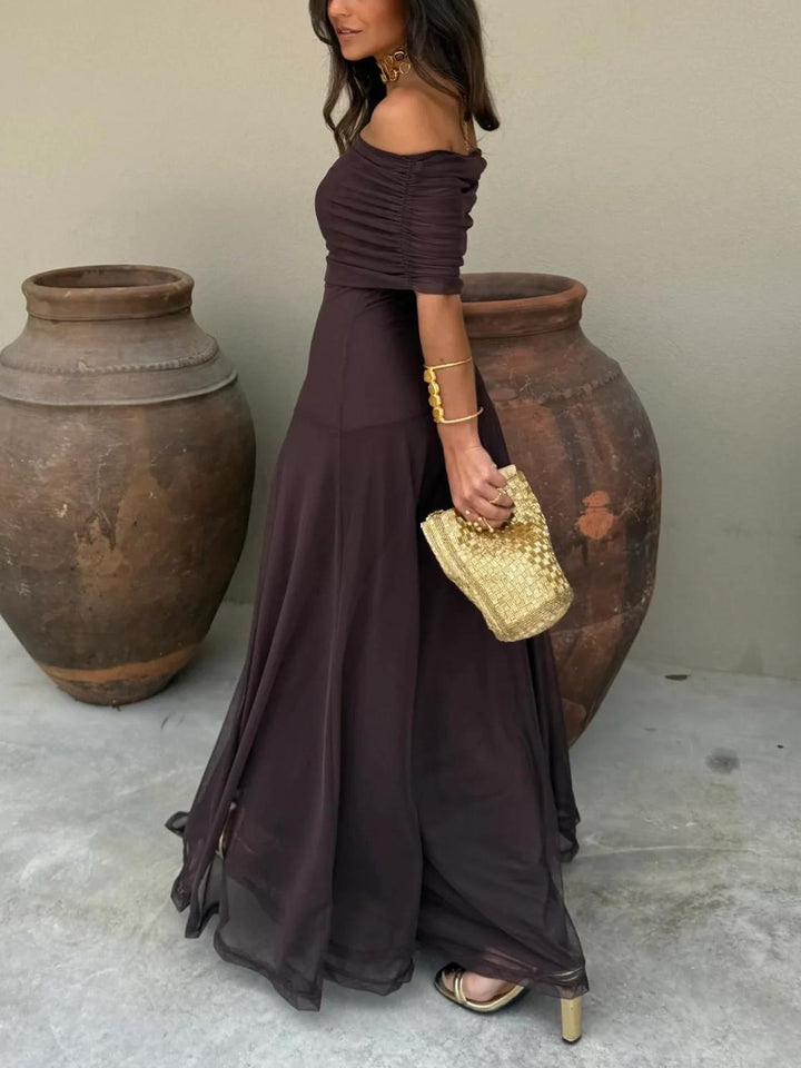 Sukienka Maxi Elegancka Dla Kobiet Na Wesele z Modnym Wykończeniem