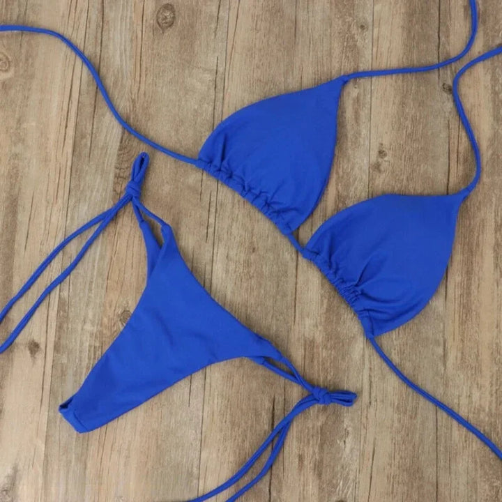 Bikini Damski z Odkrytymi Plecami i Regulowanymi Wiązaniami