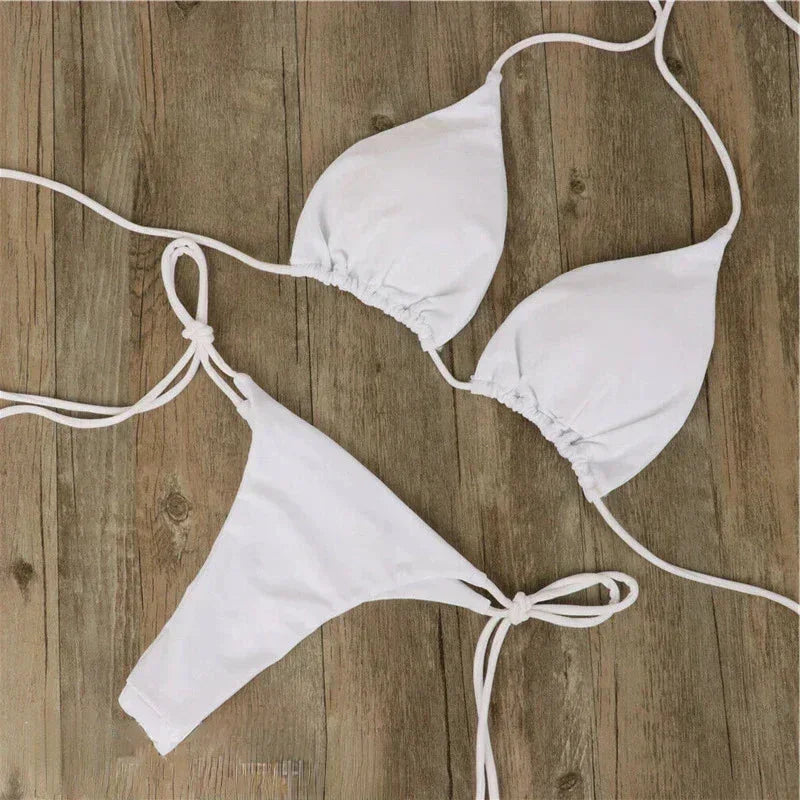 Bikini Damski z Odkrytymi Plecami i Regulowanymi Wiązaniami