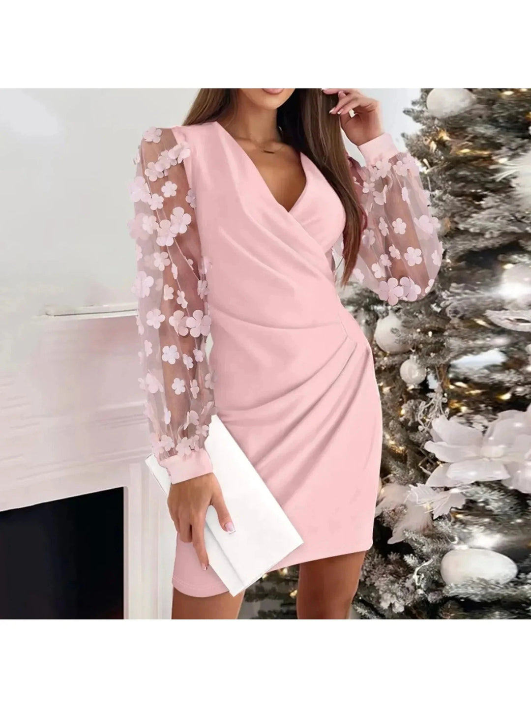 Elegancka Sukienka z Rękawami O Ponadczasowym Kroju