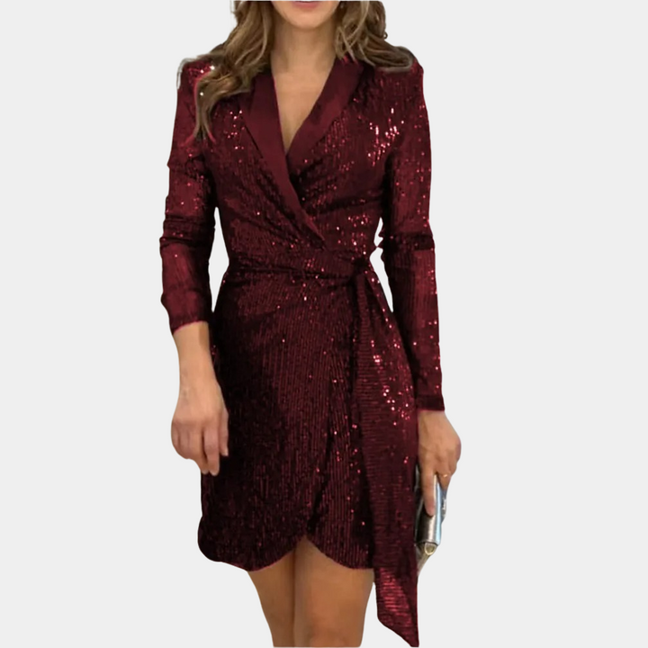 Elegancka Sukienka Blazer z Paskiem W Talii