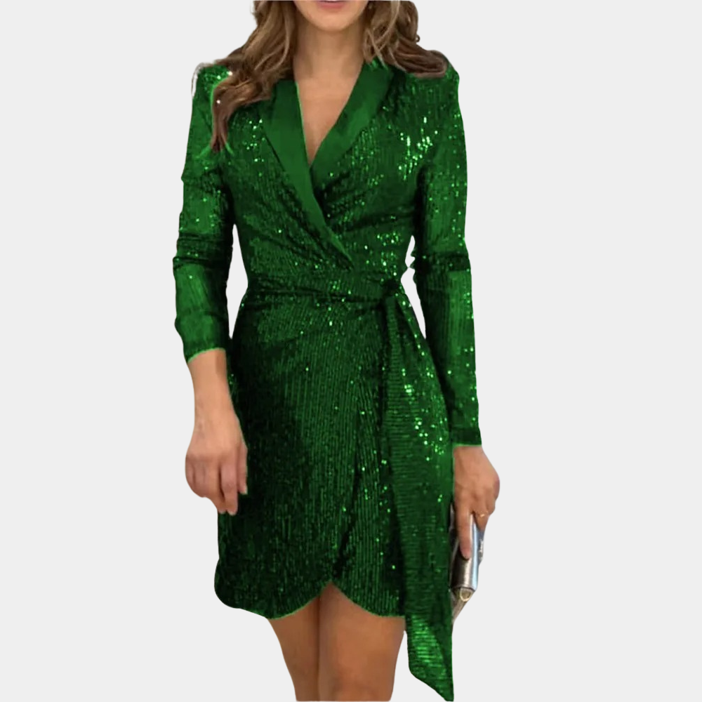 Elegancka Sukienka Blazer z Paskiem W Talii