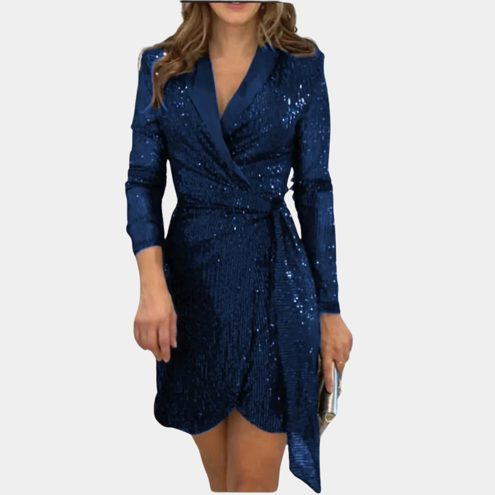Elegancka Sukienka Blazer z Paskiem W Talii