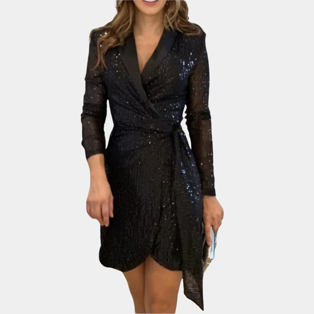 Elegancka Sukienka Blazer z Paskiem W Talii