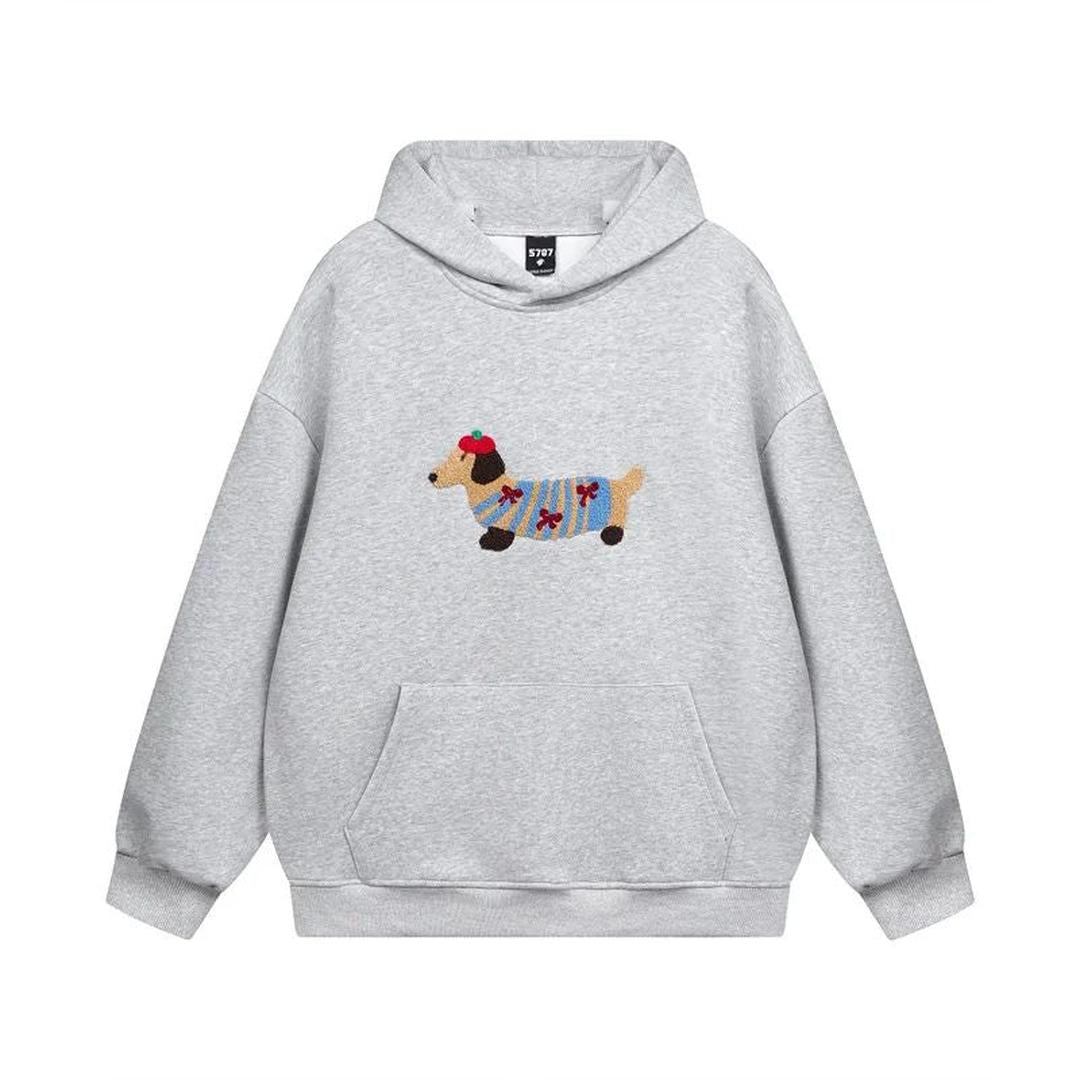 Oversize Bluza Damska z Haftem i Kieszenią W Casualowym Stylu