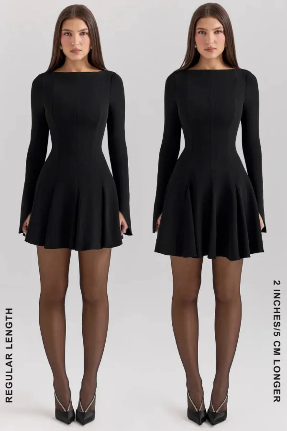 Elegancka Mini Sukienka z Długimi Rękawami
