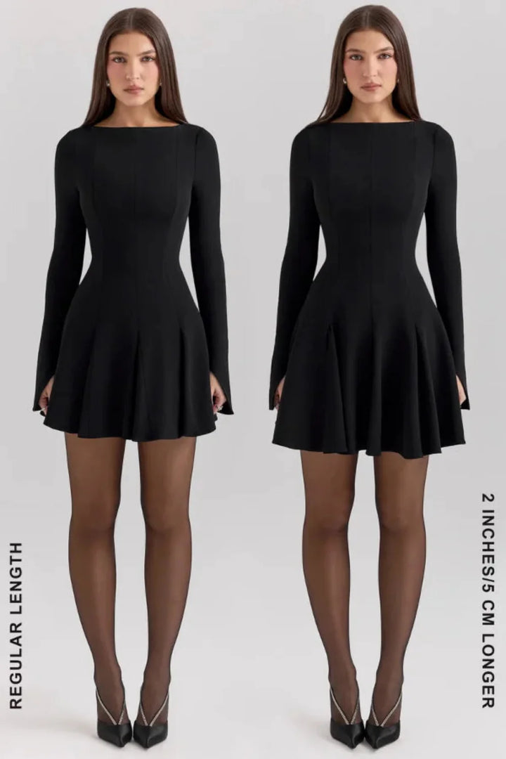 Elegancka Mini Sukienka z Długimi Rękawami