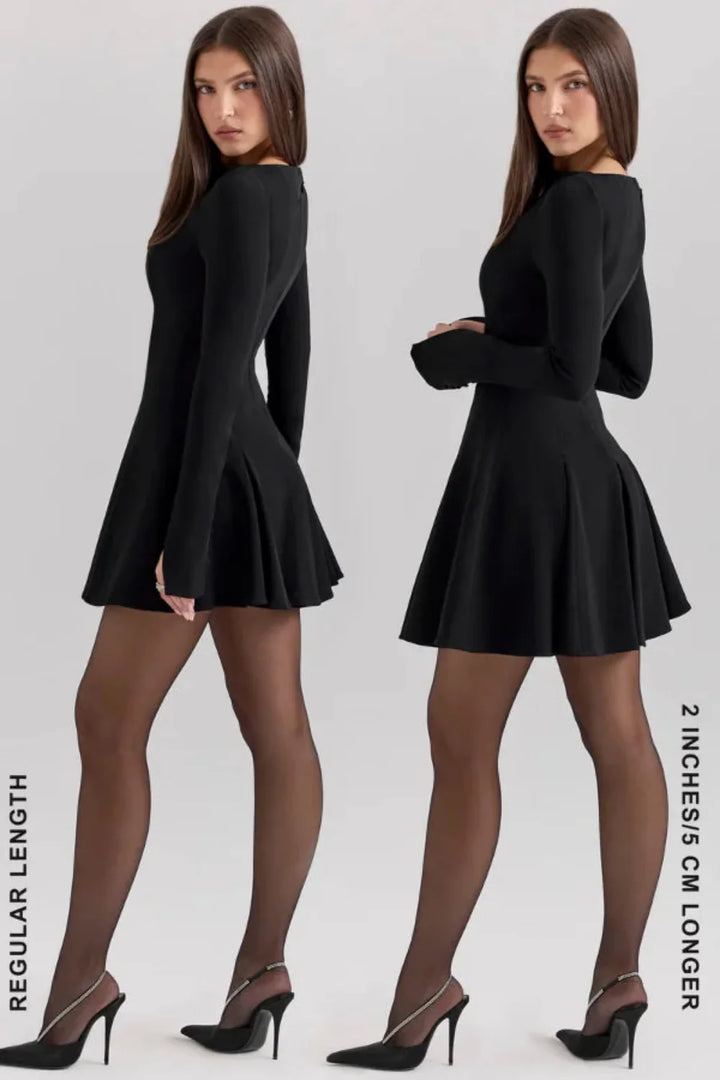 Elegancka Mini Sukienka z Długimi Rękawami