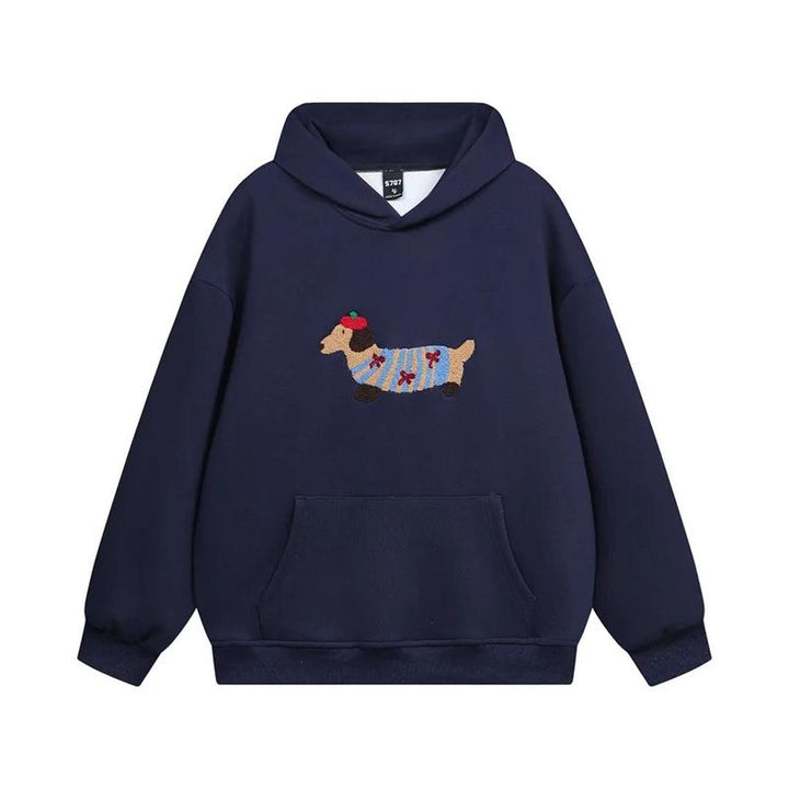 Oversize Bluza Damska z Haftem i Kieszenią W Casualowym Stylu