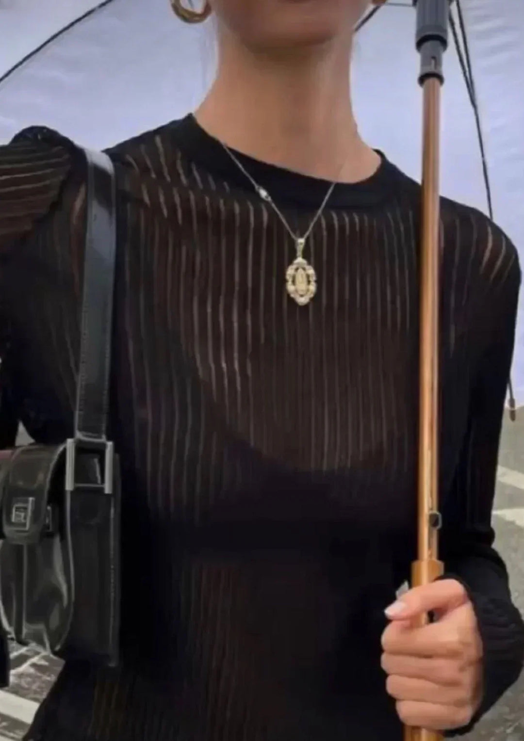 Transparentny Sweter Damski z Dzianiny W Stylu Casual