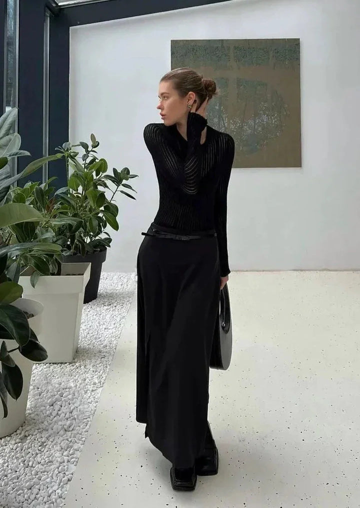 Transparentny Sweter Damski z Dzianiny W Stylu Casual
