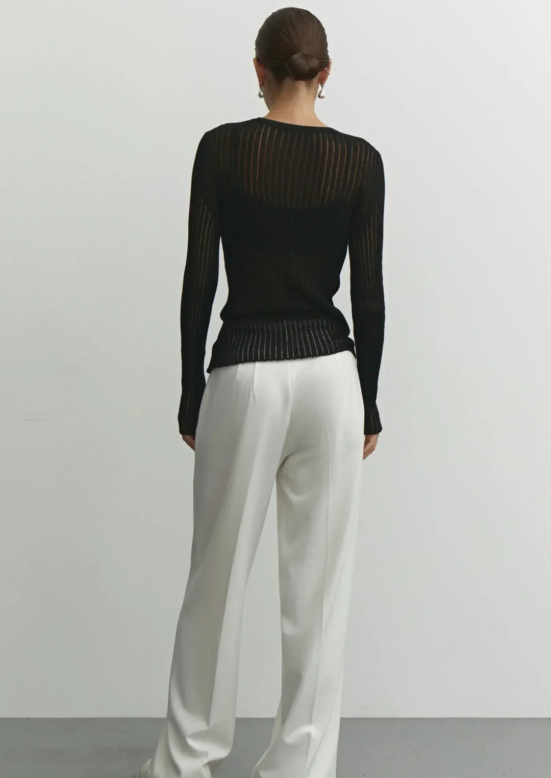Transparentny Sweter Damski z Dzianiny W Stylu Casual