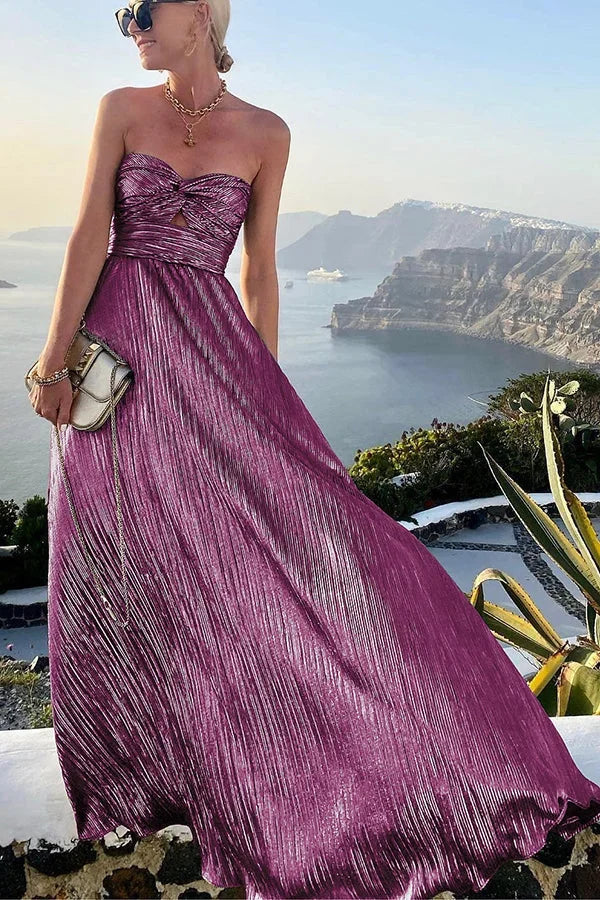 Długa Sukienka Bustier z Efektem Połysku Na Eleganckie Wyjścia